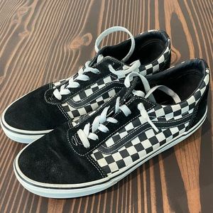 VANS Youth Checkered Old Skool Black & White Shoes